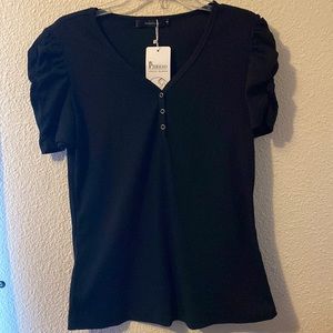 Piireso Black ruffle shoulder top size S